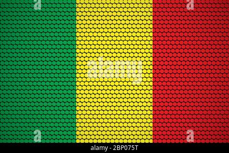 Drapeau abstrait du Mali en cercles. Drapeau malien conçu avec des points colorés lui donnant un look abstrait moderne et futuriste. Illustration de Vecteur