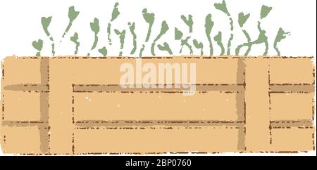 Crate en bois avec des semis dans le jardin Illustration de Vecteur