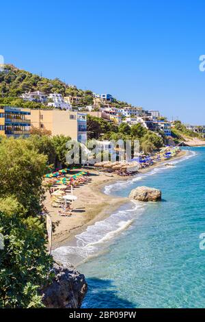 Hôtel familial de Masouri Beach, Kalymnos, Dodécanèse, Grèce Banque D'Images