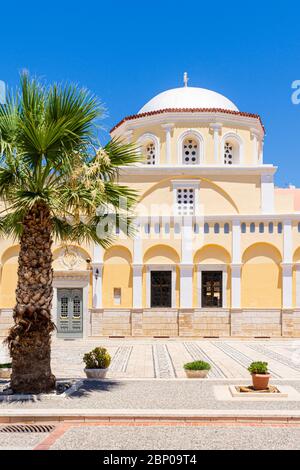 Cathédrale orthodoxe grecque de la Transfiguration de Jésus-Christ, ville de Pothia, Kalymnos, Dodécanèse, Grèce Banque D'Images