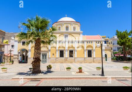 Cathédrale orthodoxe grecque de la Transfiguration de Jésus-Christ, ville de Pothia, Kalymnos, Dodécanèse, Grèce Banque D'Images