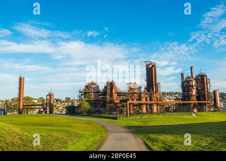 Gas Works Park dans la journée ensoleillée avec ciel bleu, Seattle, Washington, Etats-Unis. Banque D'Images