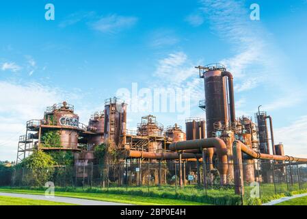 Gas Works Park dans la journée ensoleillée avec ciel bleu, Seattle, Washington, Etats-Unis. Banque D'Images