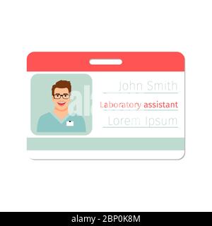 Modèle de badge de spécialiste médical adjoint de laboratoire pour la conception de jeux ou l'industrie médicale. Illustration vectorielle Illustration de Vecteur