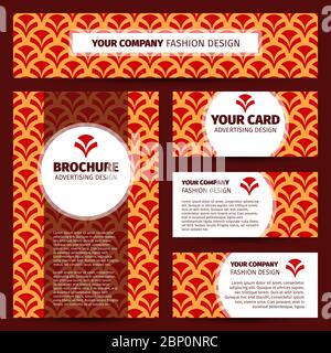 Conception d'identité d'entreprise avec motif chinois, illustration vectorielle Illustration de Vecteur