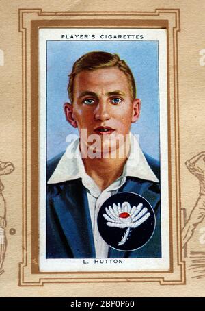 Carte à cigarettes d'un joueur, Cricketers 1938, Len Hutton Banque D'Images