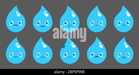 Illustration de caractère de dessin animé à plan vectoriel de goutte d'eau abstraite Illustration de Vecteur