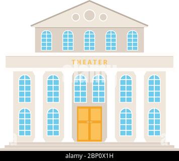 Bâtiment de théâtre avec colonnes icône de dessin animé sur fond blanc. Illustration vectorielle Illustration de Vecteur