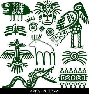 Les panneaux tribaux amérindiens Aztec et inca pour les embellissements et les motifs d'impression illustration vectorielle Illustration de Vecteur