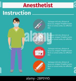 Manuels d'instructions pour l'équipement médical avec icônes pour anesthésiste. Illustration vectorielle Illustration de Vecteur