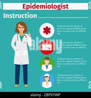 Manuels d'instructions pour l'équipement médical avec icônes pour épidémiologiste. Illustration vectorielle Illustration de Vecteur