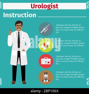 Manuels d'instructions pour l'équipement médical avec icônes pour urologue. Illustration vectorielle Illustration de Vecteur