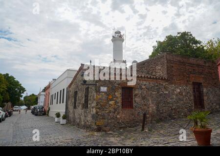 Mars 2020. Phare de Colonia del Sacramento dans le centre historique de Colonia del Sacramento. UNESCO WHS Banque D'Images