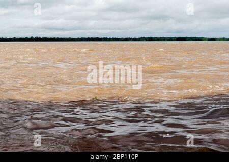 Encontro das águas, la rencontre des eaux, fleuve Amzon, Manaus, Etat Amazone, Brésil, Amérique latine Banque D'Images