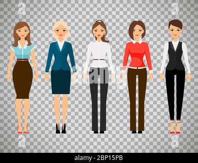 Femmes dans le bureau robe code vêtements icônes isolées sur fond transparent. Illustration vectorielle Illustration de Vecteur