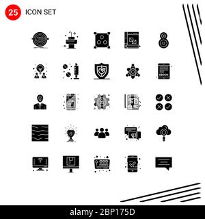 Pack de 25 Glyphes solides créatifs de TH, planification, résumé, panneau, développement d'éléments de conception vectorielle modifiables Illustration de Vecteur
