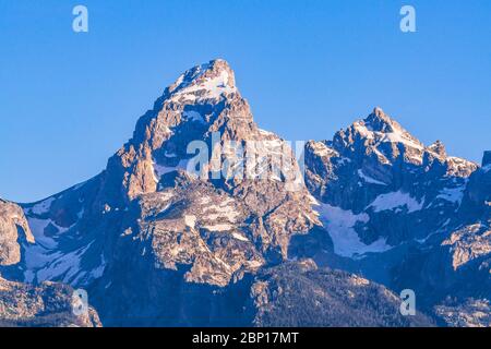 Grand Teton le jour ensoleillé, Grand Teton, Wyoming, états-unis. Banque D'Images