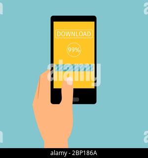 Appareil mobile portable avec application de téléchargement, illustration vectorielle Illustration de Vecteur