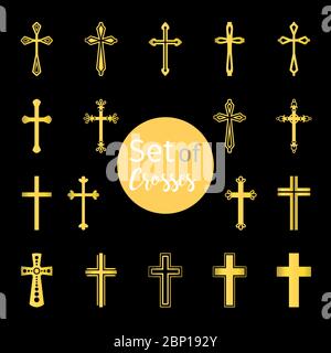 Vecteur christian croise des signes de couleur dorée Illustration de Vecteur