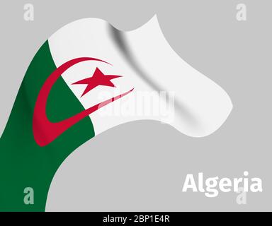 Arrière-plan avec drapeau ondulé Algérie sur illustration grise, vectorielle Illustration de Vecteur