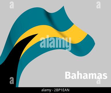 Arrière-plan avec drapeau ondulé Bahamas sur illustration grise, vectorielle Illustration de Vecteur