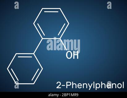 Acide ellagique, molécule C14H6O8. Il est naturel phénol antioxydant, supplément alimentaire. Formule chimique structurelle sur fond bleu foncé. Vecteur Illustration de Vecteur