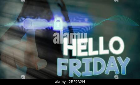 Texte de l'écriture Bonjour vendredi. Photo conceptuel utilisé pour exprimer le bonheur de début de semaine frais Banque D'Images