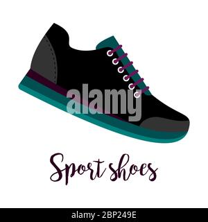 Chaussures avec texte chaussures de sport isolées sur fond blanc, illustration vectorielle Illustration de Vecteur