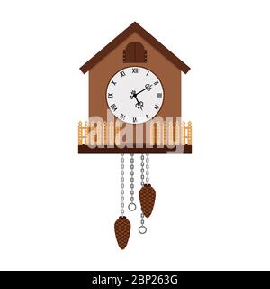 Magnifique horloge à coucou isolée sur fond blanc, illustration vectorielle Illustration de Vecteur