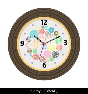 Horloge murale avec illustration vectorielle isolée de fond artistique Illustration de Vecteur