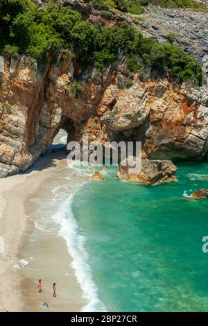 Plage de Mylopotamos, dans la région de Pélion, Thessalie, Grèce, Europe. Banque D'Images