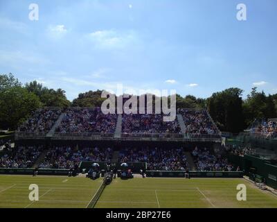 La foule au tournoi de tennis féminin de la WTA nature Valley Classic au Edgbaston Priory Club, Birmingham. Vendredi 22 juin 2018 Banque D'Images