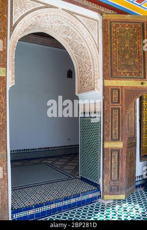Le Bahia Palace est un palais et un ensemble de jardins situés à Marrakech, au Maroc Banque D'Images