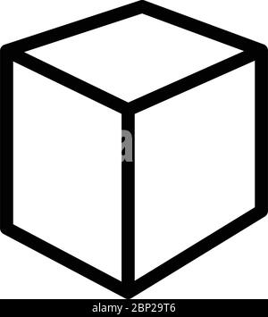 Icône de ligne de cube sur l'illustration vectorielle d'arrière-plan blanc Illustration de Vecteur