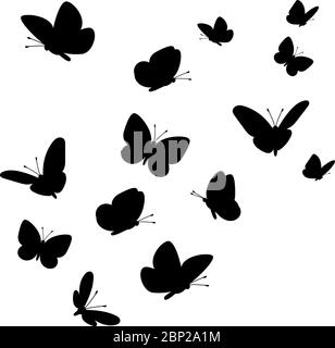 Silhouettes papillons volants. Ensemble de papillons vectoriels isolé sur fond blanc pour le design Illustration de Vecteur