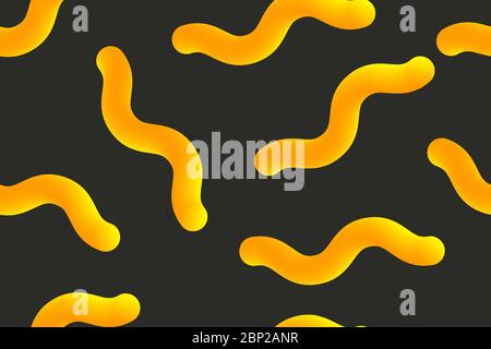 Fond créatif pour l'emballage des pâtes ou makaroni avec des éléments 3D. Bannière transparente Worms Paste. Étiquette avec formes géométriques abstraites jaunes Illustration de Vecteur