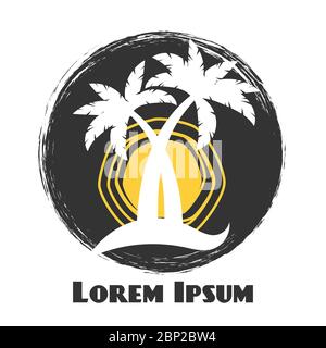 Illustration vectorielle des silhouettes de palmier. Logo été grunge vintage pour les magasins, le camp de surf, le bar de plage Illustration de Vecteur