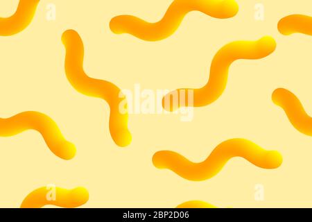 Fond créatif pour l'emballage des pâtes ou makaroni avec des éléments 3D. Bannière transparente Worms Paste. Étiquette avec formes géométriques abstraites jaunes Illustration de Vecteur