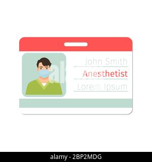 Modèle de badge de spécialiste médical anesthésiste pour la conception de jeux ou l'industrie médicale. Illustration vectorielle Illustration de Vecteur