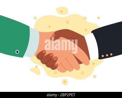 Communication de liaison. Tremble Hands partenariat, Business Success Agreement, travail d'équipe, salutation ou affaire shake Hands illustration vectorielle plate Illustration de Vecteur