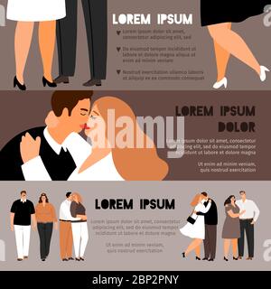 Couples en surpoids dans l'ensemble de bannières d'amour, illustration vectorielle Illustration de Vecteur