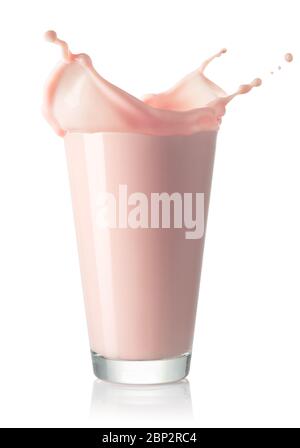 lait de fraise en verre Banque D'Images