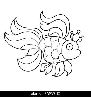 Dessin vectoriel noir et blanc Illustration du livre de coloriage de l'animal de la vie de la mer de poisson doré Illustration de Vecteur