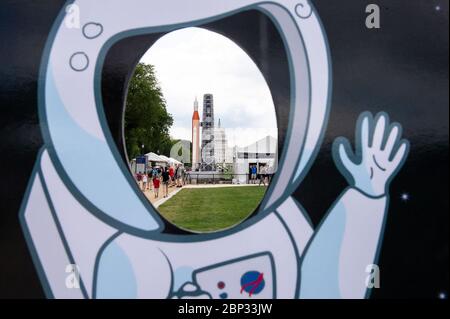 Célébration du 50e anniversaire de l'Apollo 11 VUE de la célébration du 50e anniversaire de l'Apollo 11 dans le National Mall, le jeudi 18 juillet 2019 à Washington. Apollo 11 a été la première mission d'astronautes terrestres sur la Lune et a été lancée le 16 juillet 1969 avec les astronautes Neil Armstrong, Michael Collins et Buzz Aldrin. Banque D'Images