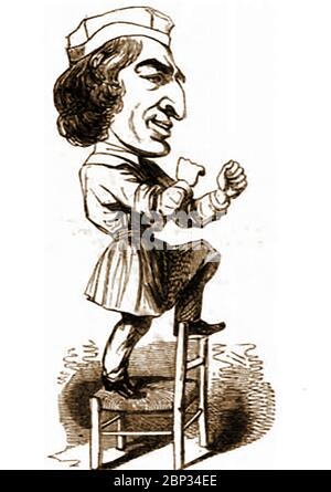 Portrait caricatural de Hughes Bouffe, ( Hugues désiré Marie Bouffé) acteur français, dramaturge et artiste mime occasionnel(1800-1888) Banque D'Images