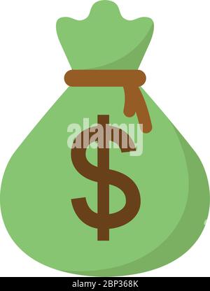 Icône sac d'argent vecteur plat isolé sur blanc Illustration de Vecteur