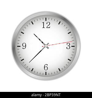 Horloge analogique rétro Office Circle avec mains et chiffres noirs - temps, illustration d'art vectoriel, isolé sur fond blanc, design réaliste. Illustration de Vecteur