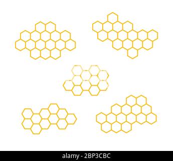 Définir les icônes nid d'abeille. Illustration vectorielle isolée sur fond blanc. Illustration de Vecteur