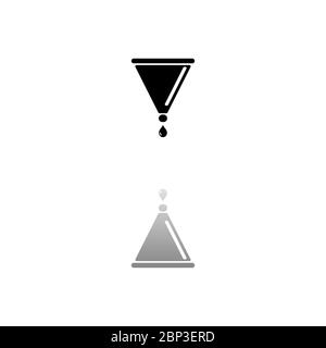 Entonnoir de filtration. Symbole noir sur fond blanc. Illustration simple. Icône vecteur plat. Ombre de réflexion miroir. Peut être utilisé dans le logo, le Web, le mobile et Illustration de Vecteur