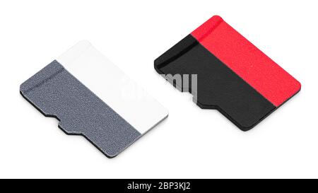 Deux cartes mémoire micro SD vierges isolées sur fond blanc avec chemin de coupure Banque D'Images